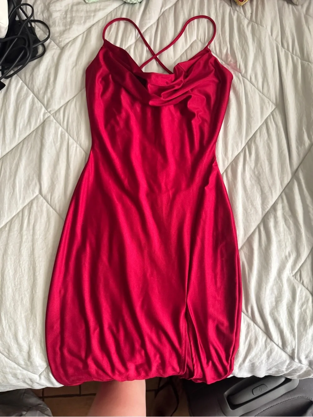 Windsor Red Cowl Neck Mini Slip Dress